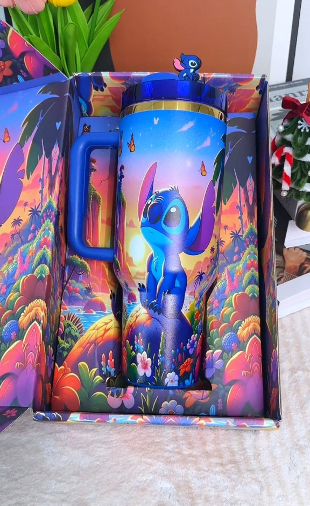 Sunset 40oz Tumbler with Handle - Insulated Travel Cup for Hot & Cold Drinks