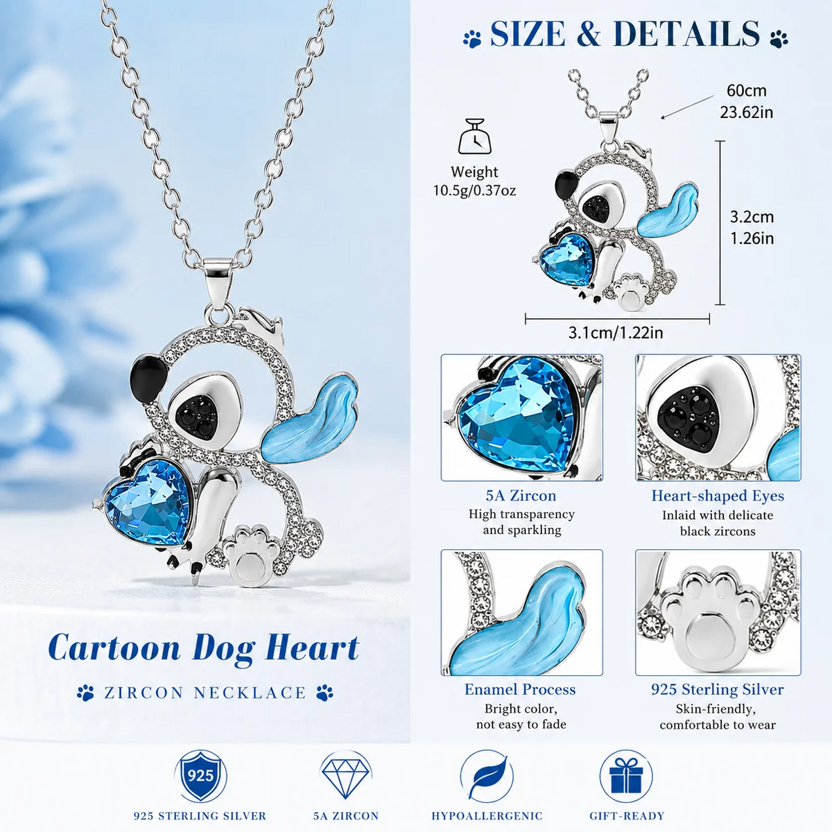 Luvaria Little Monster Heart Necklace – Sterling Silver