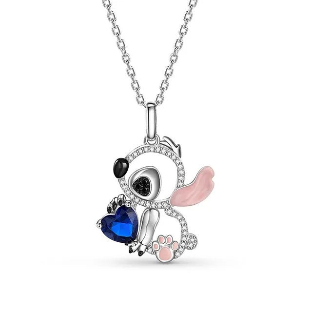 Luvaria "Kleines Monster" Blaue Ohr-Herz-Ausschnitt Personalisierte Sterling Silber Halskette